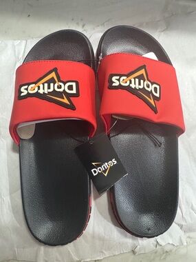 Red Men's Slide Sandals with Black Footbed